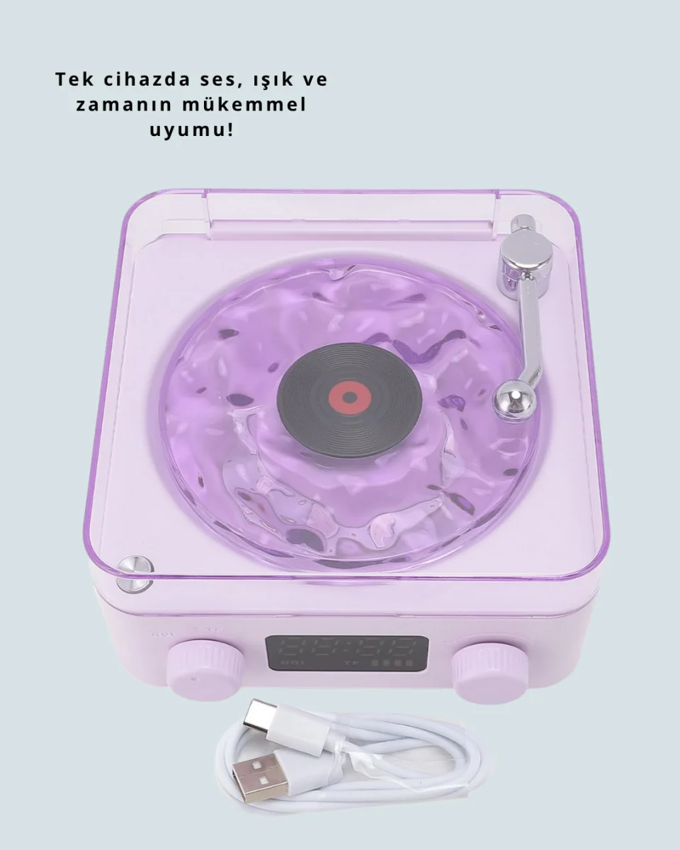Bluetooth Retro Pikap Hoparlör – Projektörlü Gece Lambası