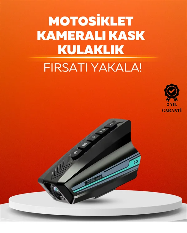 BT16 Akıllı Kask Kamerası – 1080P HD, Bluetooth 5.3, IP65 Su Geçirmez