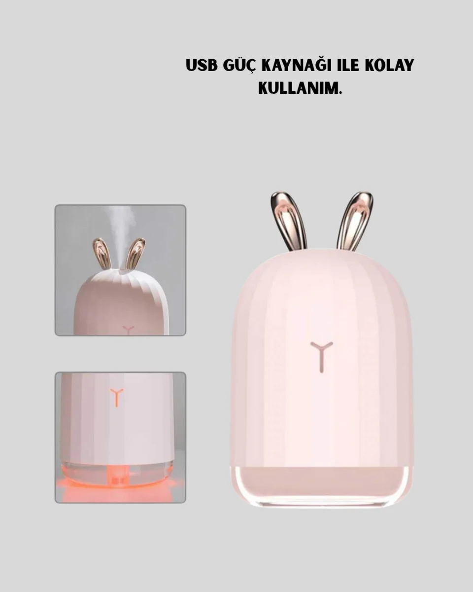 USB Bağlantılı Sessiz Çalışan LED Işıklı Nemlendirici Difüzör 200 ml