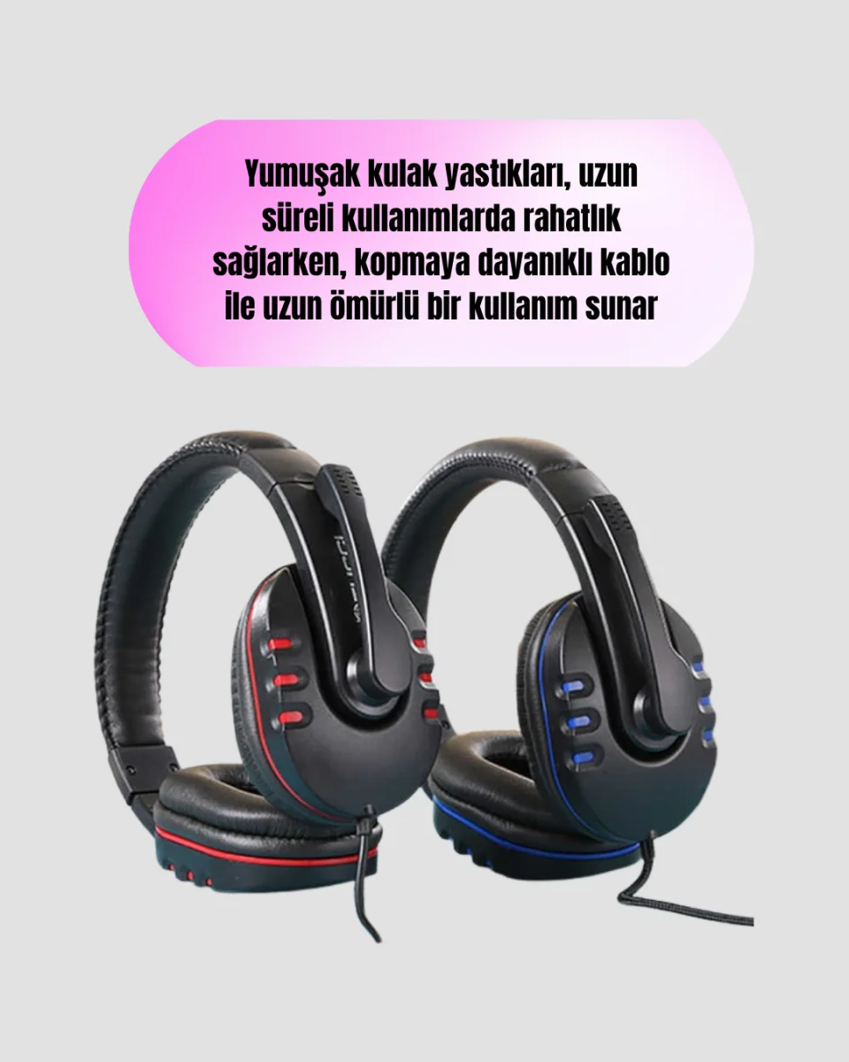 Bilgisayar Oyuncu Kulaklığı – Yumuşak Pedli, Dayanıklı İpli Kablo