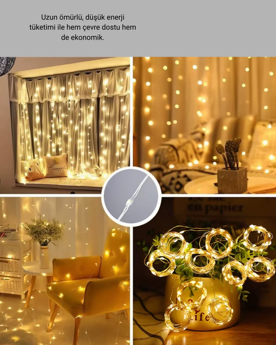3x3 Metre Perde LED Işık – Parti ve Bahçe Dekorasyonu