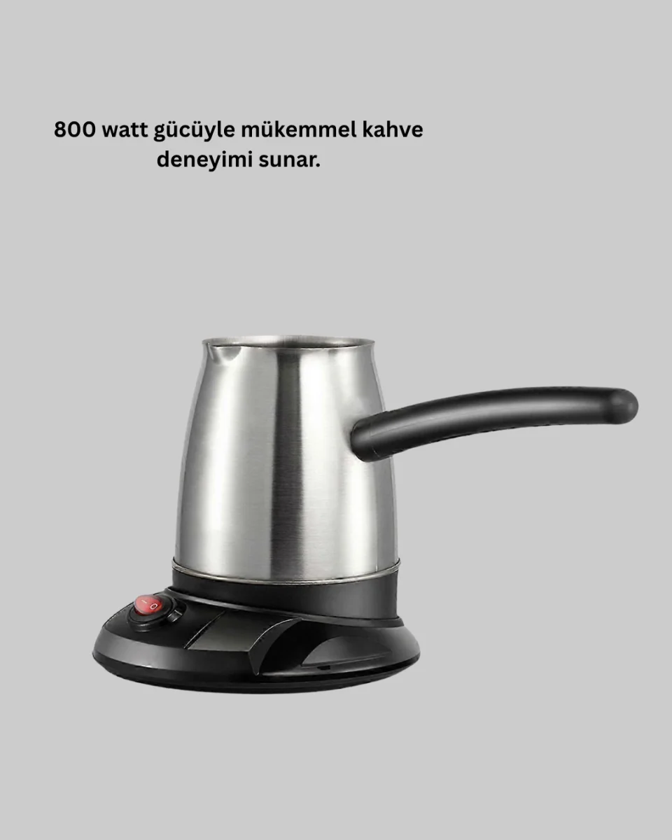 Paslanmaz Çelik Elektrikli Cezve 800W 6 Fincan Kapasiteli