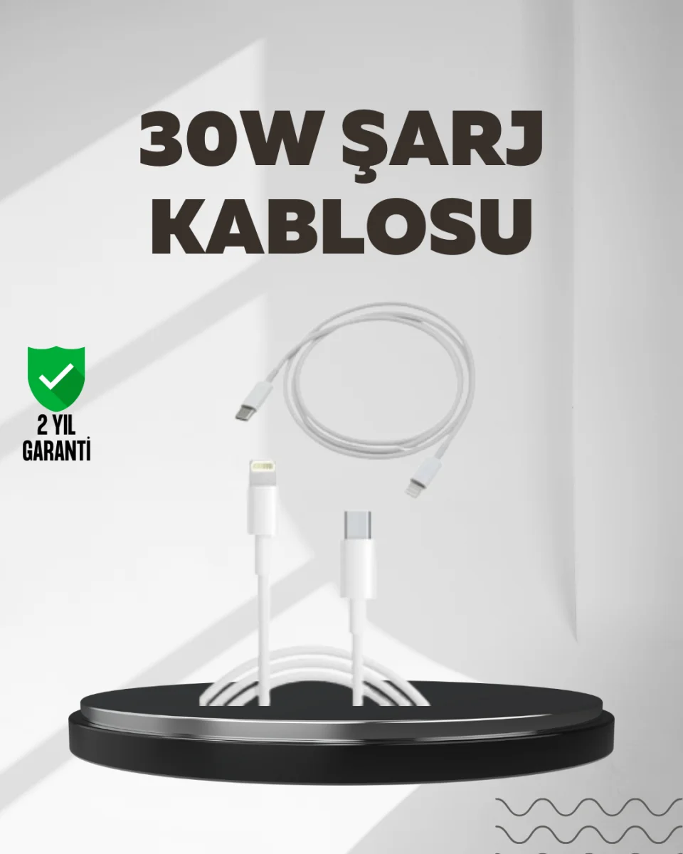 Yüksek Saflıkta Bakır Çekirdekli 30W Hızlı Şarj Kablosu