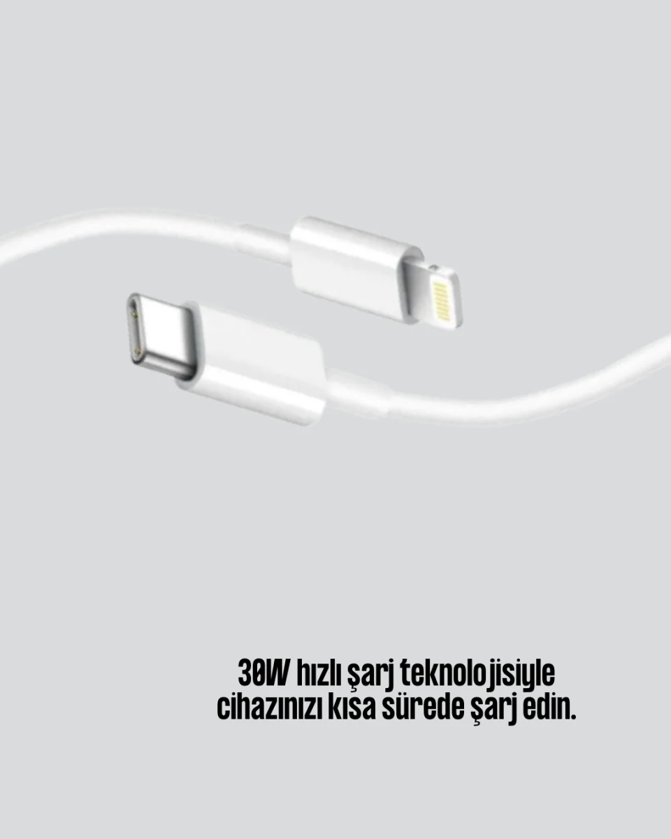 iPhone iPad Airpods Uyumlu 30W Type-C to Lightning Kablo