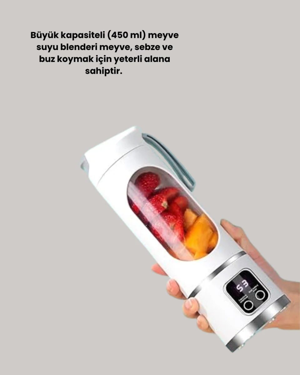 Tip-C Şarjlı 12 Bıçaklı Blender – Taşınabilir Şarjlı Meyve Sıkacağı