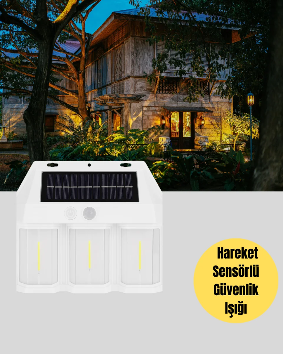 PIR Sensörlü Solar Lamba – Otomatik Şarj ve Gece Aydınlatma