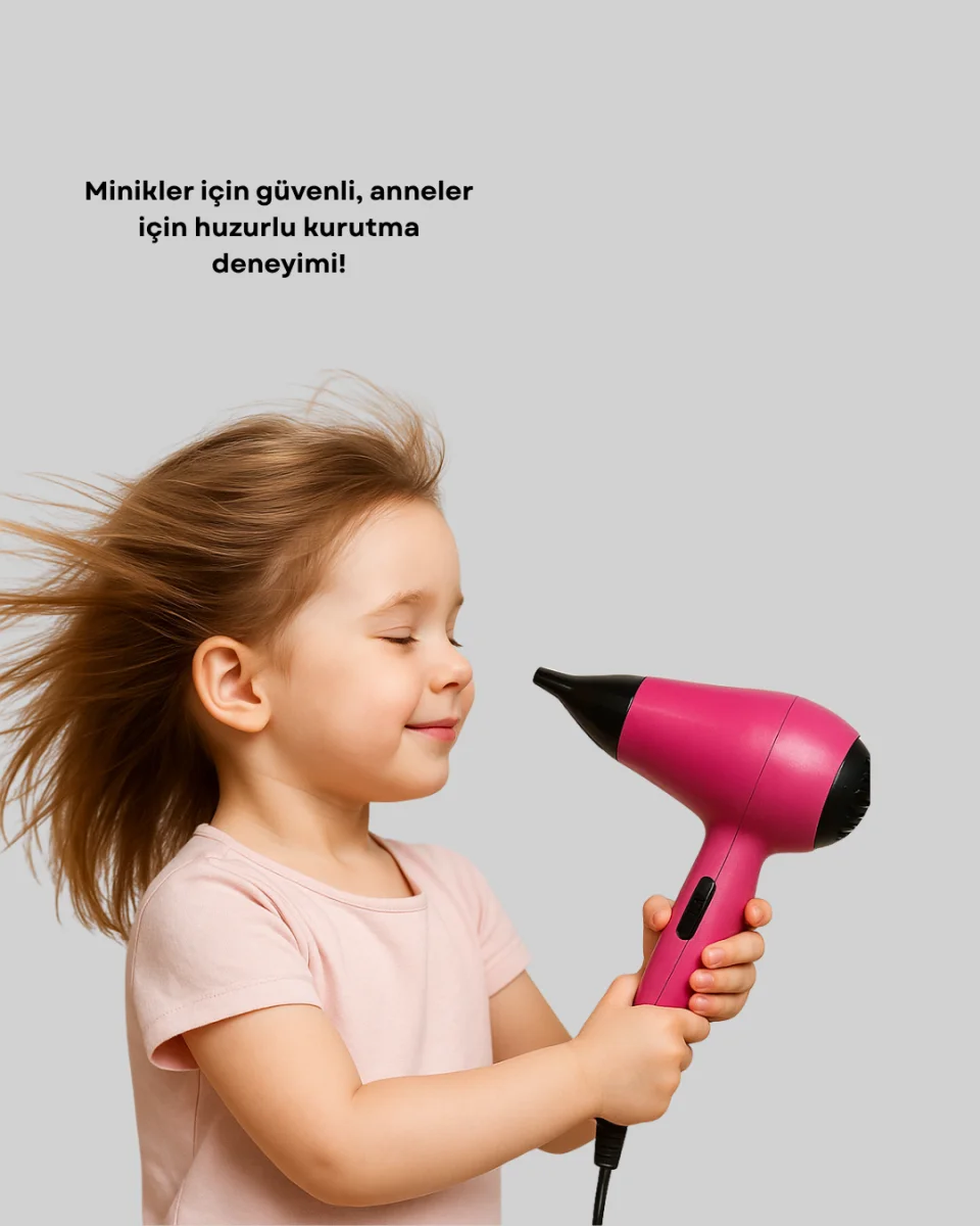 Mini Saç Kurutma Makinesi – Sessiz, Güvenli ve Hafif – Çocuklar İçin Özel Tasarım