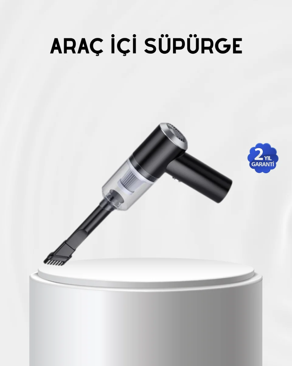 Kablosuz El Süpürgesi – Araç İçi Temizlik İçin 5500PA Güçlü Emiş, USB Şarjlı