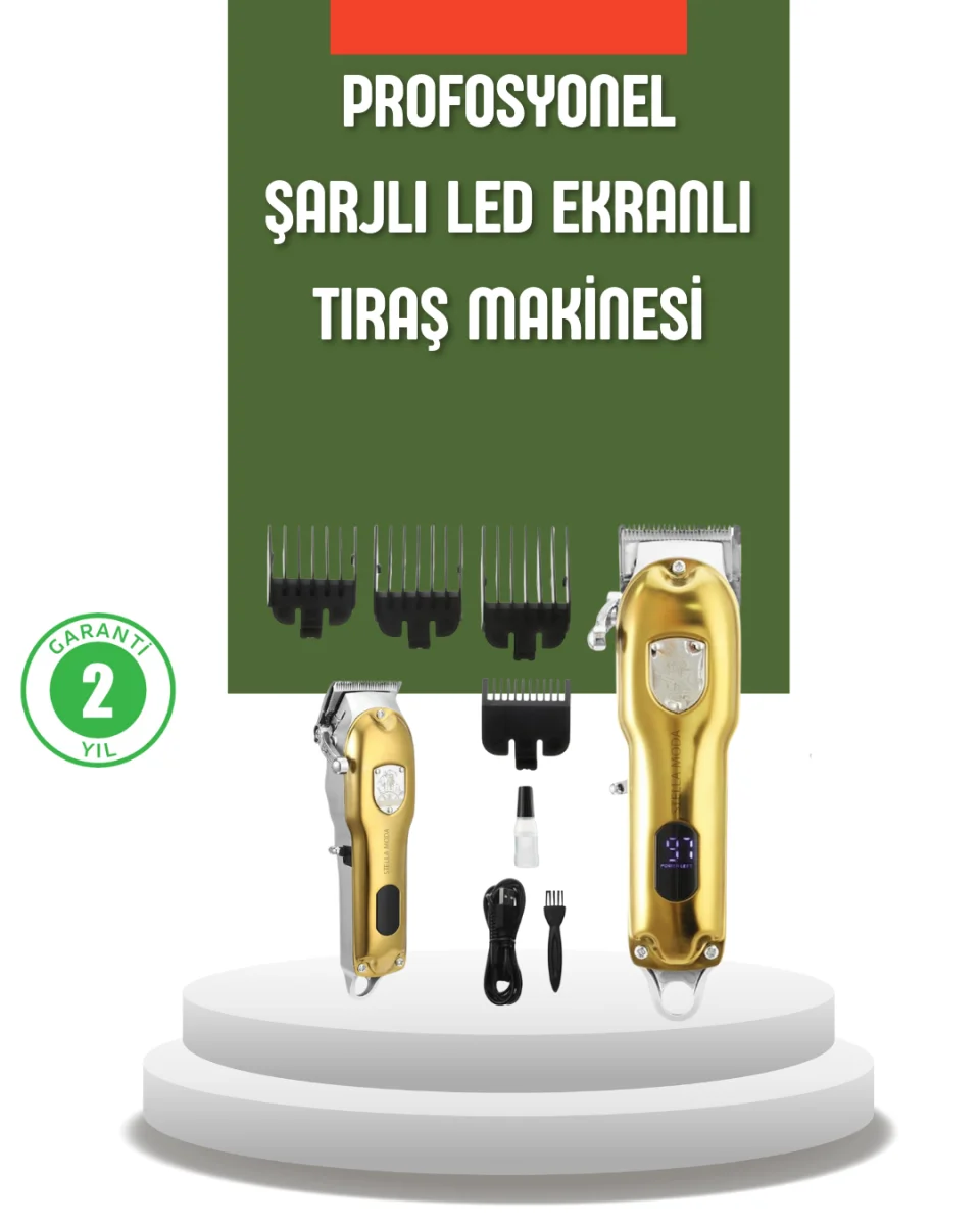 Güçlü Motorlu LCD Ekranlı Şarjlı Tıraş ve Şekillendirme Makinesi