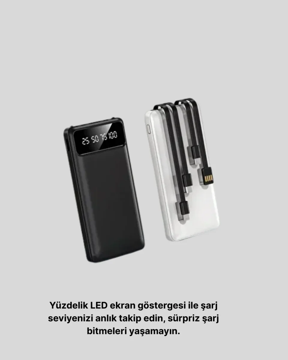 Taşınabilir 20.000 mAh Hızlı Şarj Powerbank 4 Çıkışlı