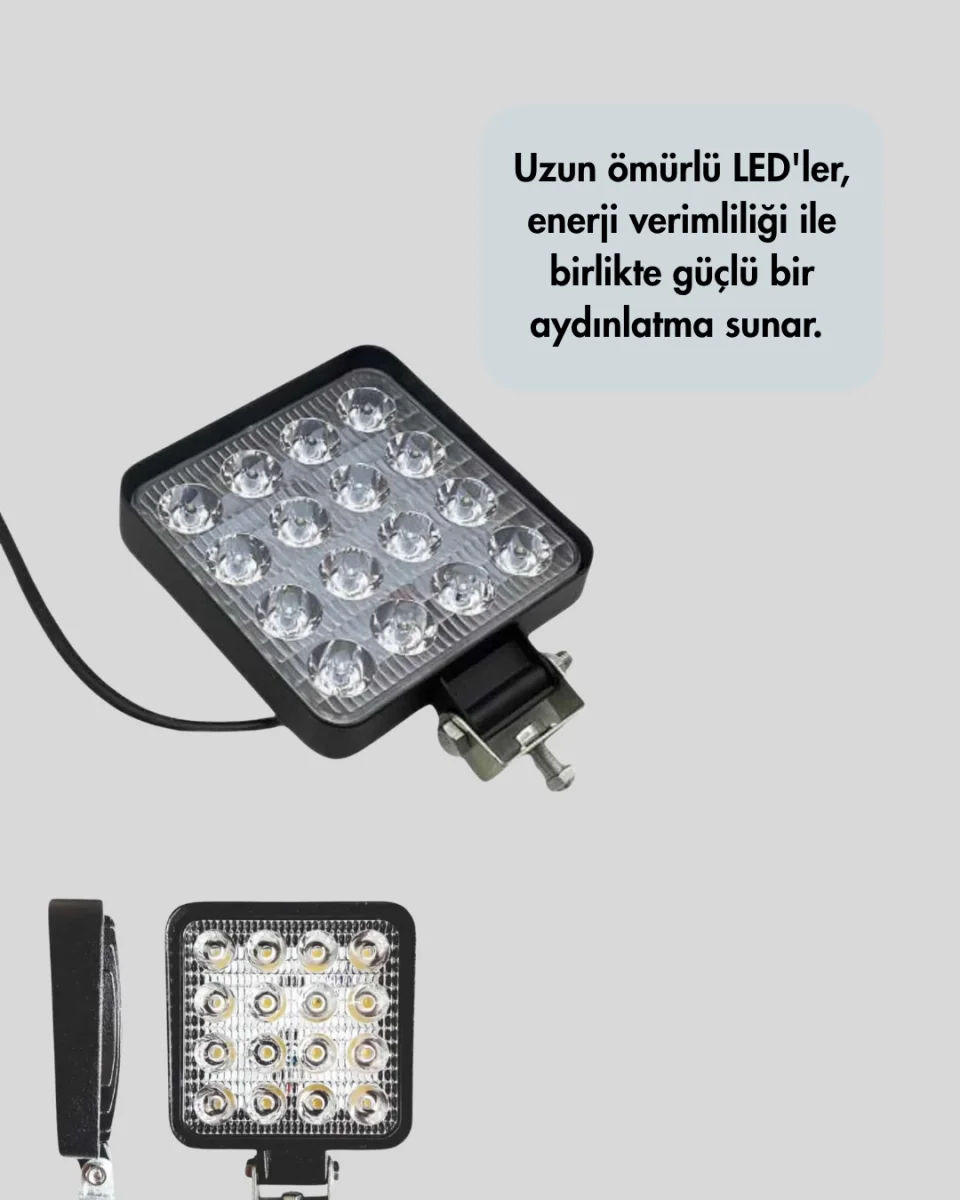 Geniş Aydınlatma Açılı LED Araç Farı | İş Makineleri ve Gece Sürüşü İçin