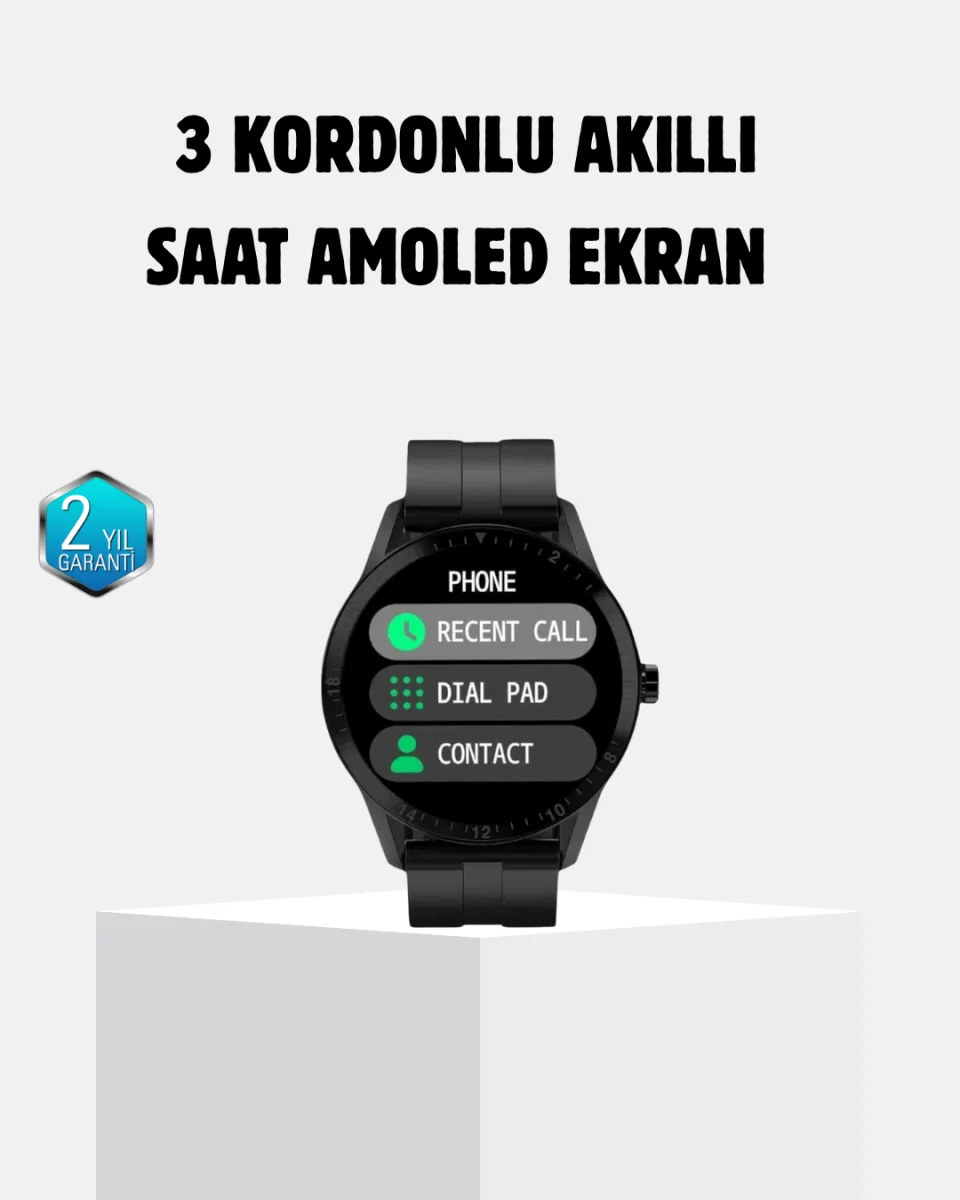 3 Kordonlu AMOLED Akıllı Saat – Sağlık Takipli