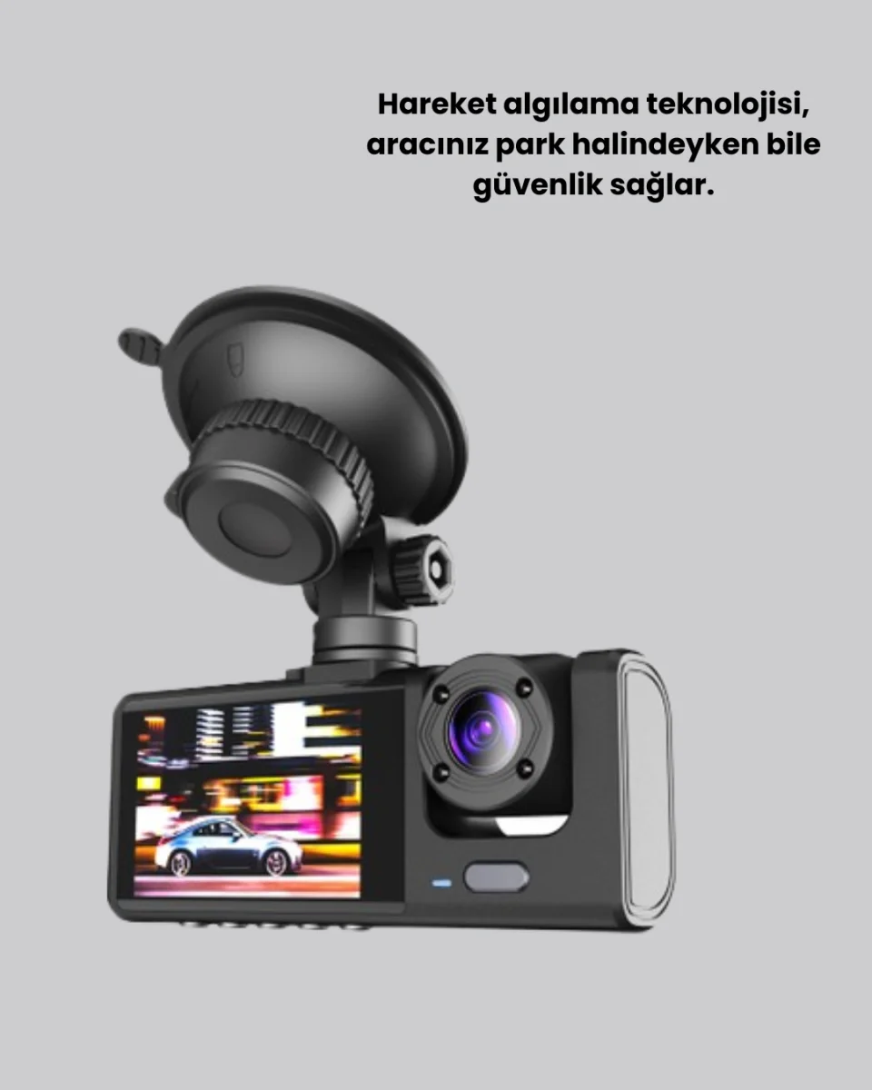 Üç Kameralı Araç Kamerası Full HD Gece Görüş G-Sensör