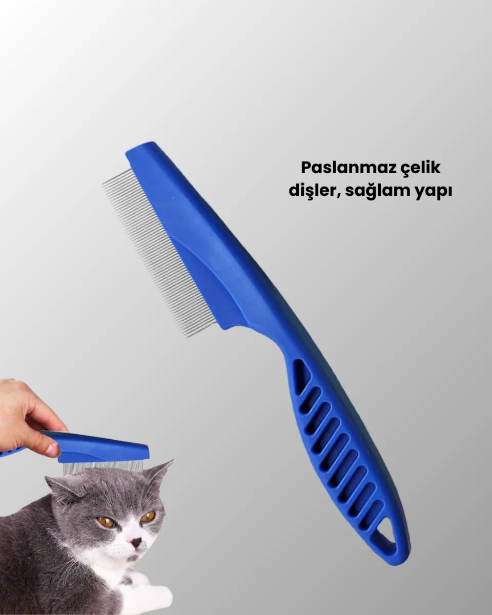 4 Parçalı Evcil Hayvan Tarak Seti – Paslanmaz Çelik Dişli, Ergonomik Saplı