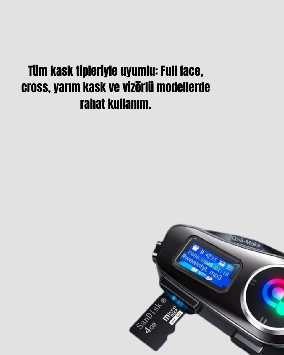 500 Metre İnterkom Mesafeli Kask Kulaklığı Gürültü Engelleyici
