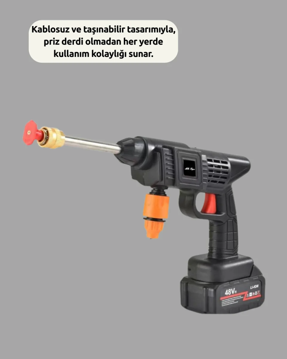 Yüksek Basınçlı Şarjlı Yıkama Tabancası Su Tabancası Hortumlu