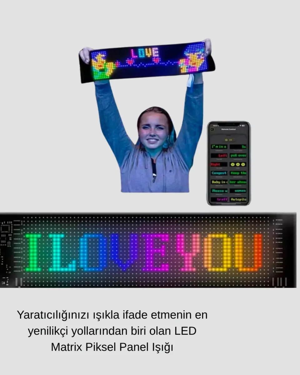 LED Matrix Piksel Panel Işığı – 5V USB, Uygulama Kontrollü