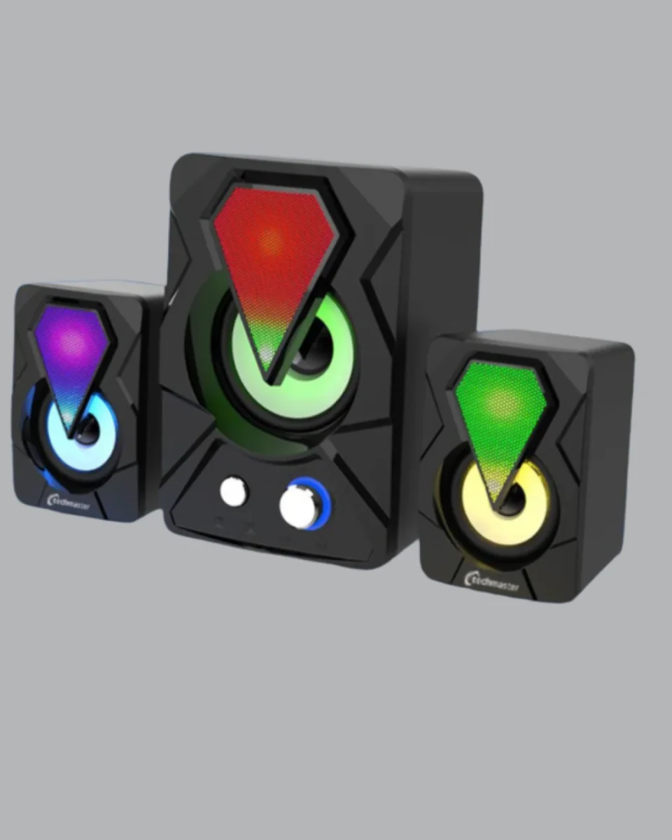 2.1 USB Bağlantılı Oyun Hoparlörü Renkli LED Işıklı