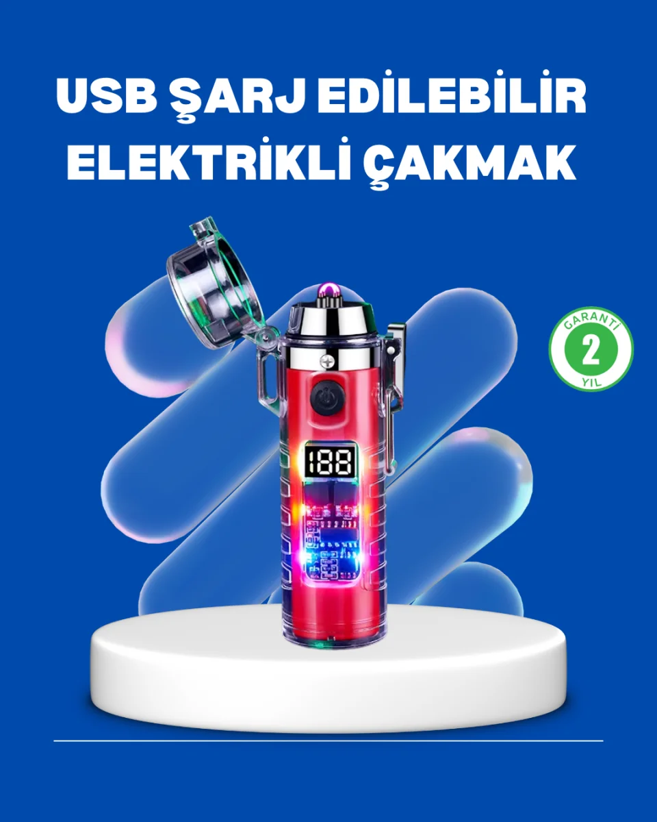 Çok Fonksiyonlu Şarjlı LED Fenerli USB Çakmak