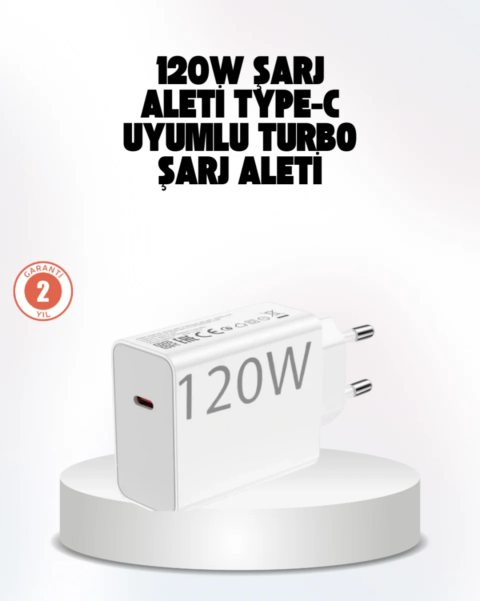 120W Güçlü Hızlı Şarj Adaptörü ve Type-C Kablo Seti – Güvenli Şarj Teknolojisi