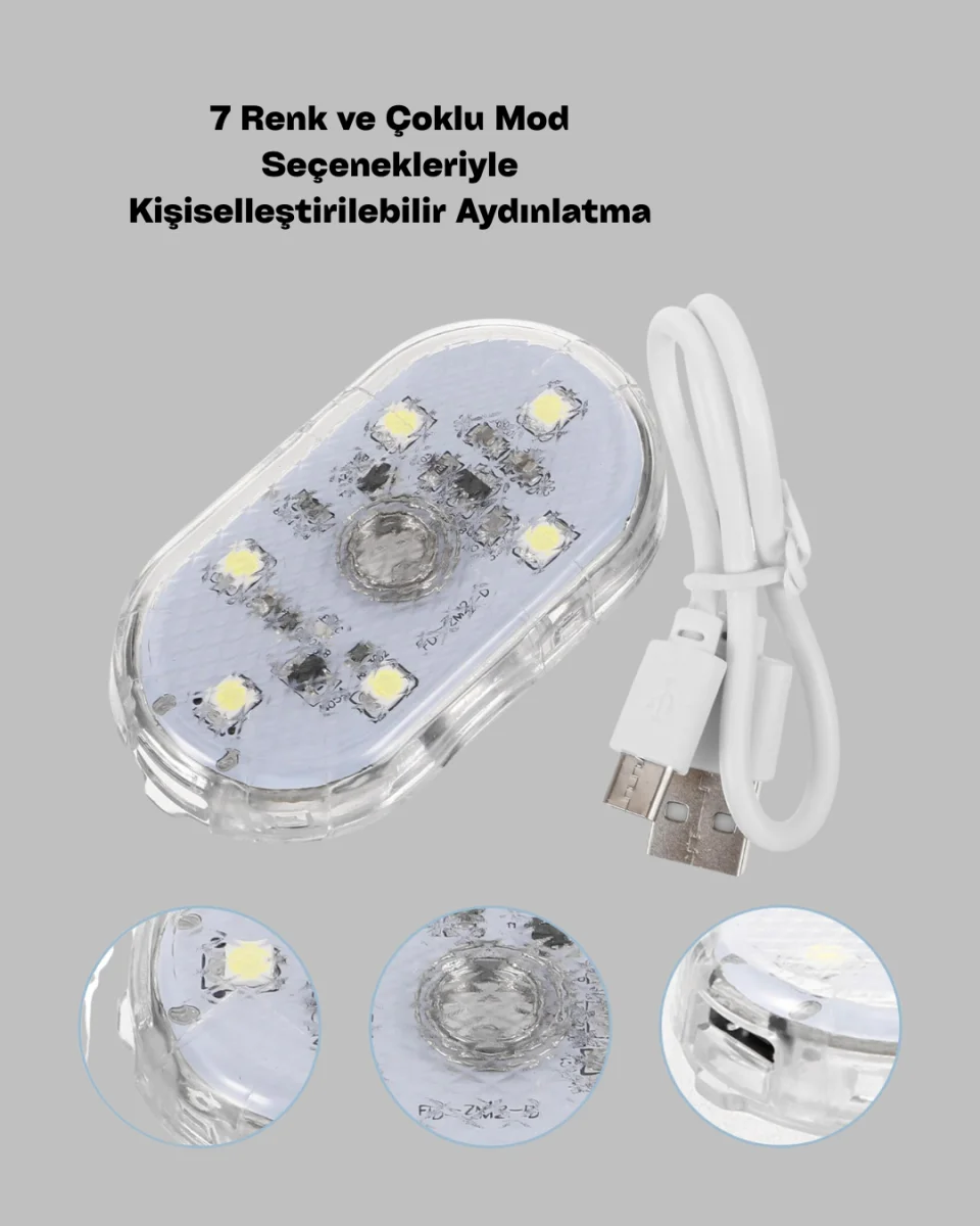 Araç İçi ve Ev Kullanımı İçin 7 Renkli Dekoratif LED Lamba