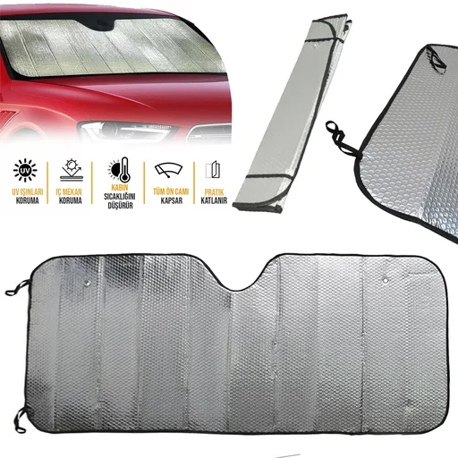 Araç Ön Cam Güneşlik UV ve Isı Koruma Katlanabilir Toyota Corolla Skoda Superb Dacia Duster Ford Focus