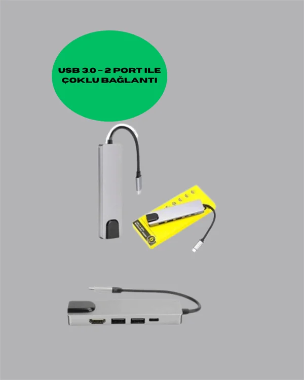 USB‑C Çoklu Bağlantı Merkezi – 5 Gbps, 100‑240 V, Sağlam Eloksal Tasarım