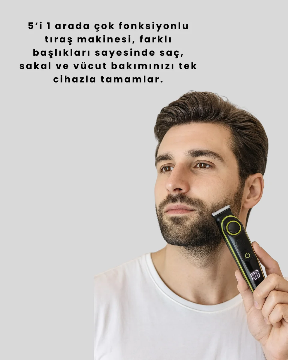 Şarjlı Sessiz Çalışan Saç ve Sakal Şekillendirici Profesyonel Erkek Tıraş Makinesi