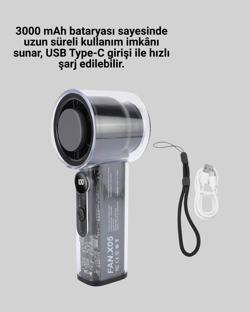 Ultra Sessiz USB Şarjlı Fan | Taşınabilir ve Hafif Tasarım