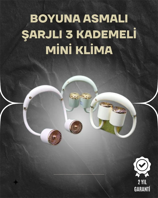 Asılabilir Mini Boyun Fanı | 1000mAh Şarjlı, Turbo Güçlü Rüzgar