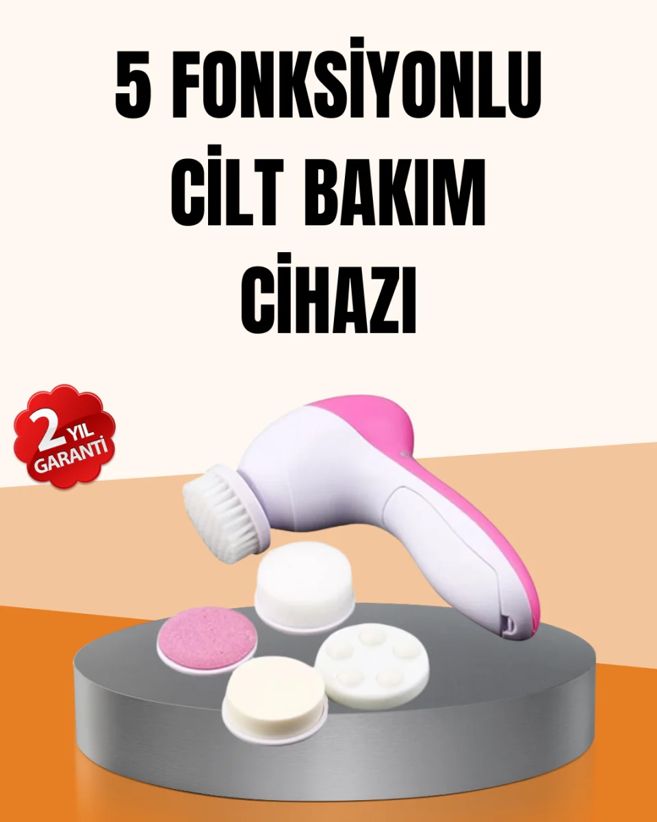 Derin Temizleme ve Masaj İçin 5 Başlıklı Yüz Cilt Bakım Aleti
