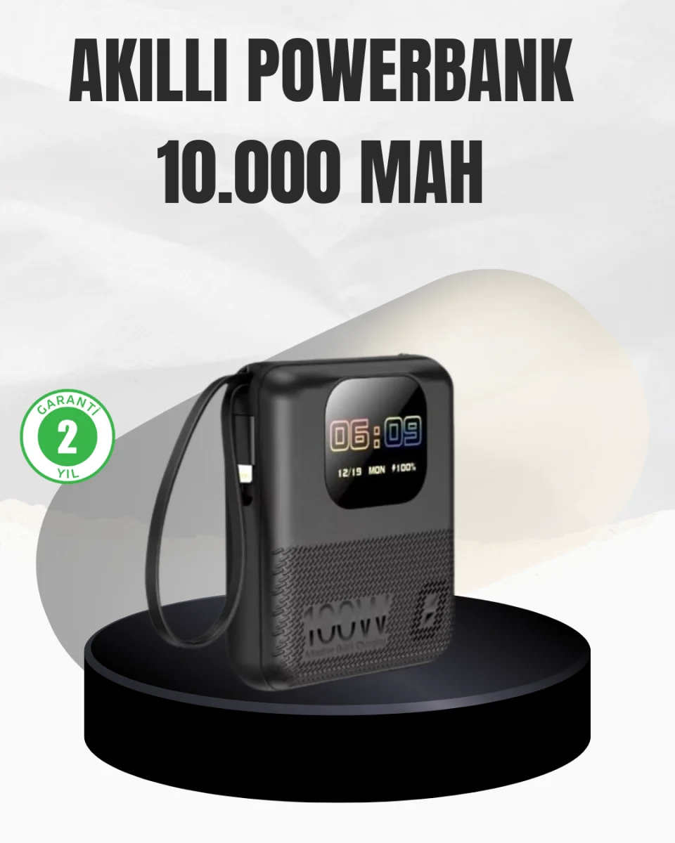 Çoklu Cihaz Destekli 10000 mAh Powerbank Akıllı Ekranlı Taşınabilir Şarj Aleti