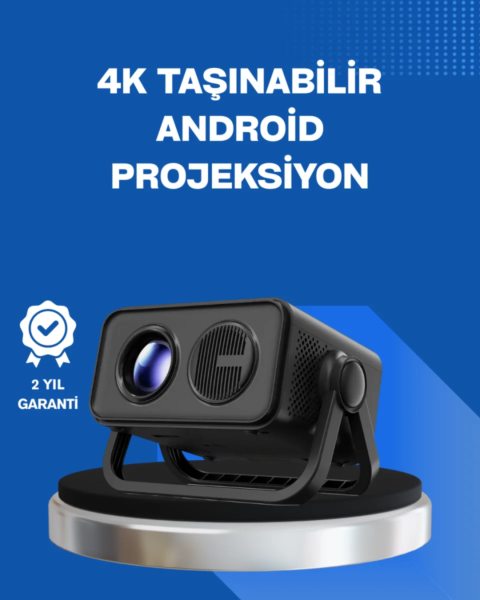 Android TV 11 İşletim Sistemli Elektrikli Odaklama Projektör