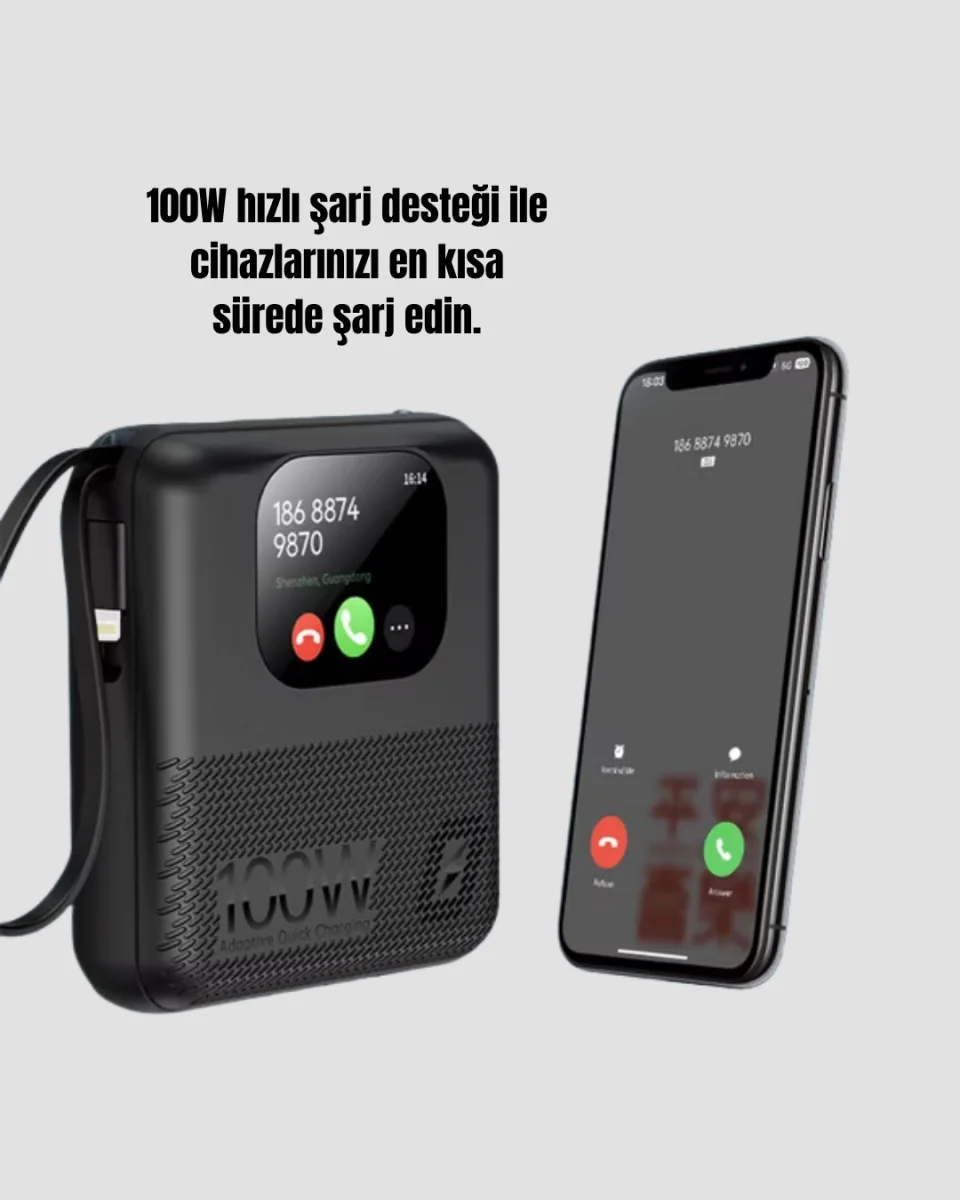 2025 Model 10000 mAh Akıllı Powerbank ve Akıllı Saat Özellikli Şarj Cihazı