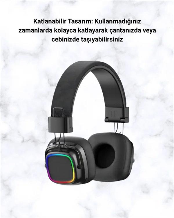 RGB Işıklı Katlanabilir Bluetooth 5.3 Kulak Üstü Kulaklık