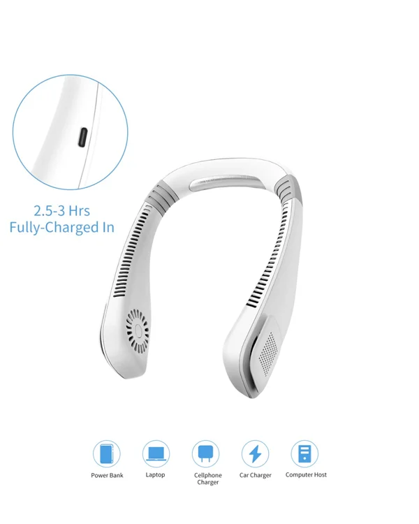 Giyilebilir Bladeless Boyun Fanı | 360° Serinlik, 5 Kademe Rüzgar, USB Şarjlı Sessiz Mini Klima
