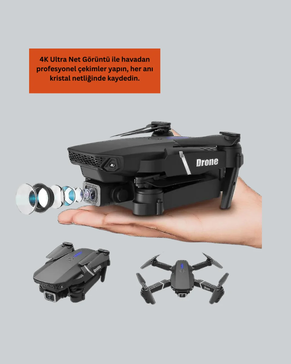 Yükseklik Sabitlemeli Katlanabilir Drone 1080P 4K Kamera Seçenekli