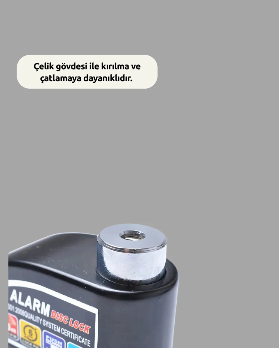 Motosiklet ve Bisiklet İçin 6mm Pinli Alarmlı Disk Kilidi