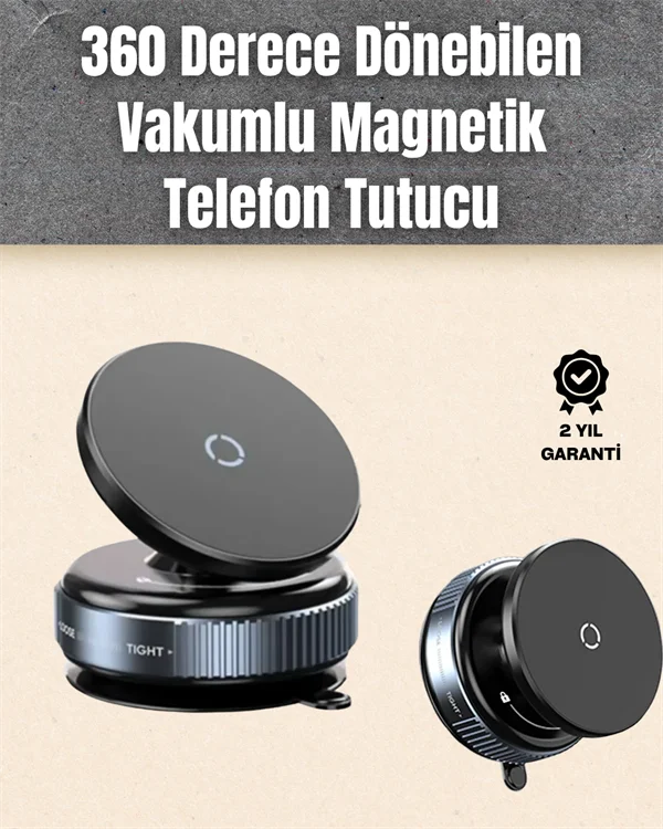 Çok Yönlü Döner Başlıklı Vakumlu Araç Telefon Standı – Sert Yollarda Stabil Kullanım
