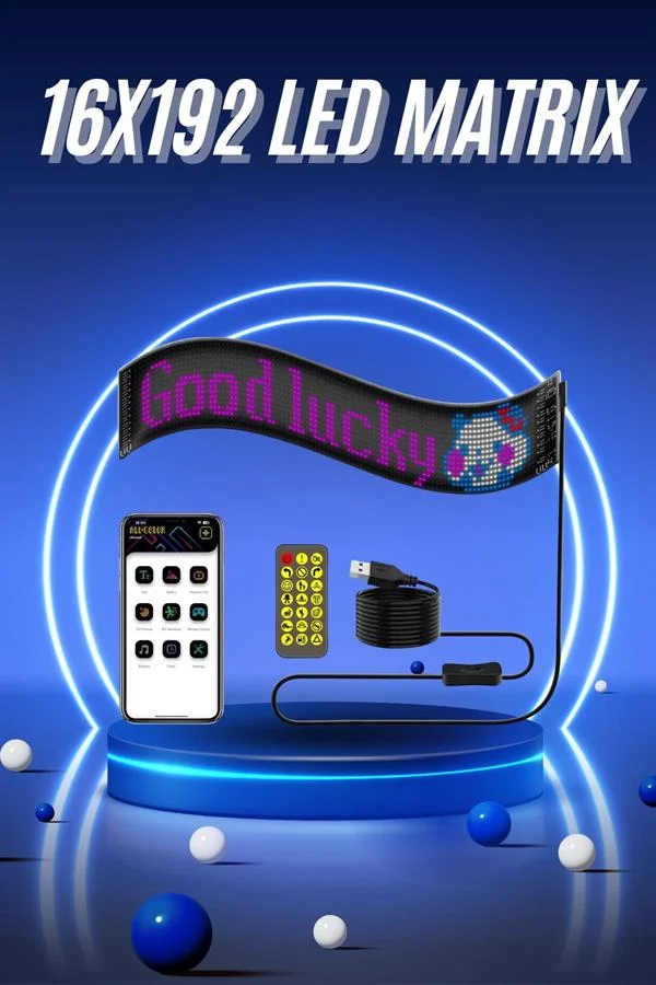 Kumandalı App Kontrollü LED Ekran 16X192 pixel Led Matrix Araç Camı Yazısı