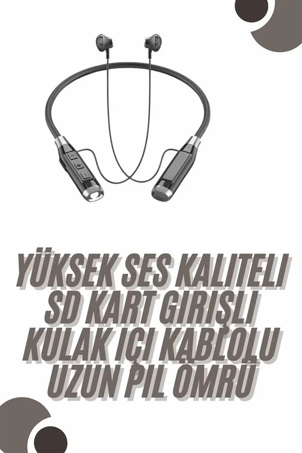 120 Saat Bluetooth Kulaklık Kablolu Boyun Askılı SD Kart Girişli ANC Özellikli