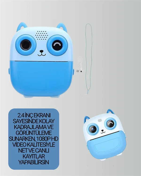 2.4” Ekranlı Mini Kamera – 1080p Kayıt + Mürekkepsiz Yazdırma