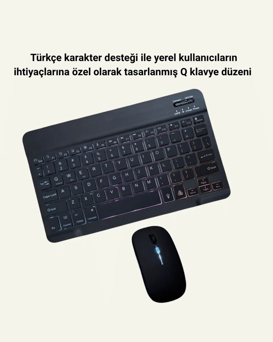 Şık ve Sessiz Tasarımlı Işıklı Klavye Mouse Seti – Şarjlı, Wireless