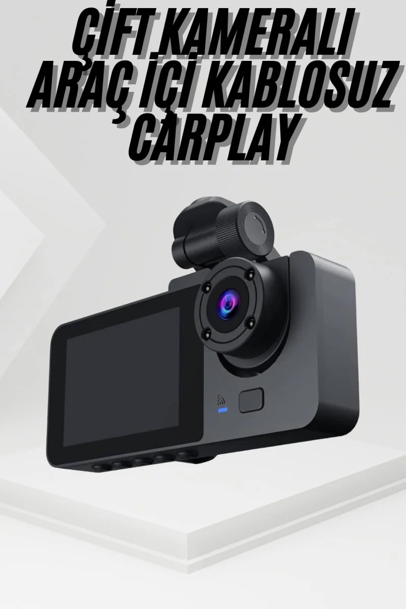 3 Kameralı 2 İnç 1080P Araç İçi Kamera Sürüş Kamerası CarPlay