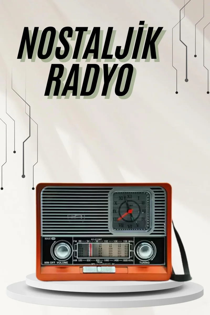 Saatli Fenerli Bluetooth Nostaljik Radyo AUX SD USB Girişli Bluetooth Hoparlör