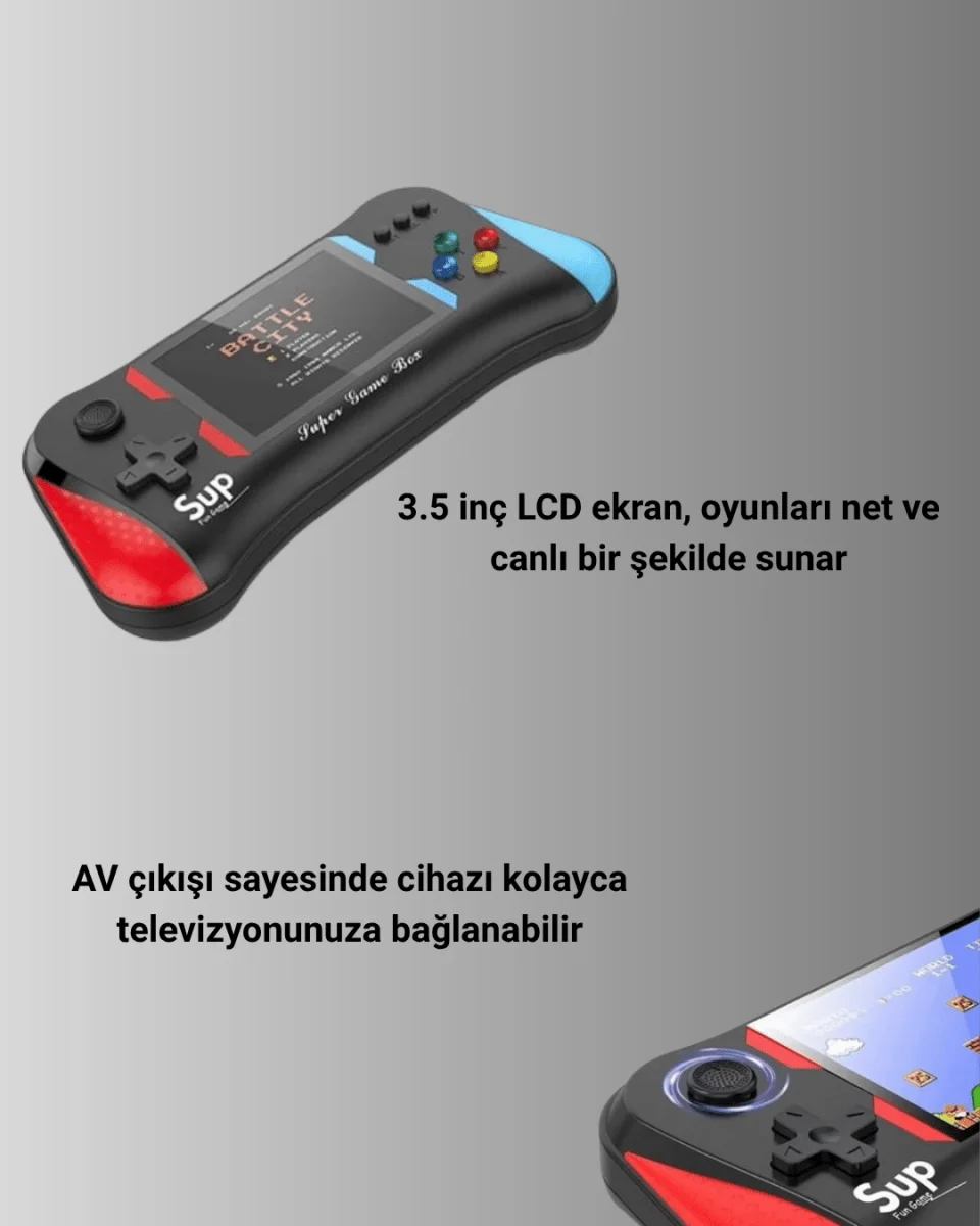 3.5 İnç Ekranlı Klasik Oyun Konsolu – 500 Dahili Oyun