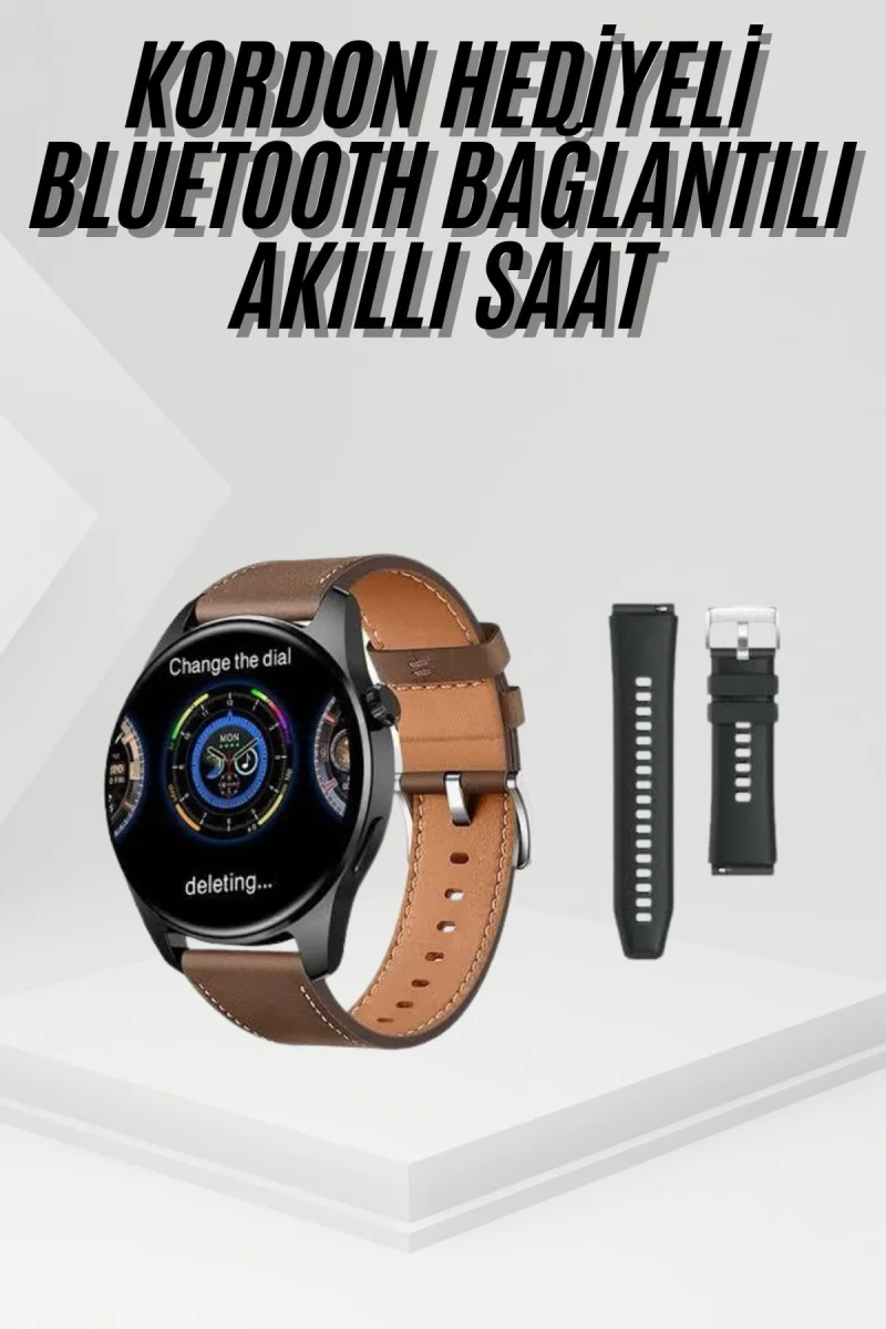 Akıllı Saat Yuvarlak Ekran Sesli Görüşme Özellikli Siyah Akıllı Unisex Kol Saati