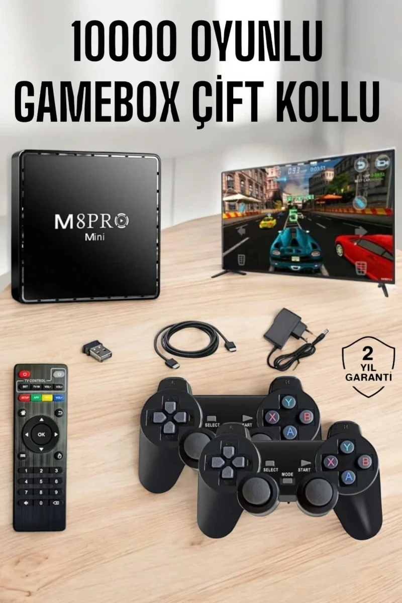 TV Box Çift Oyun Kollu 10000 Oyunlu Atari