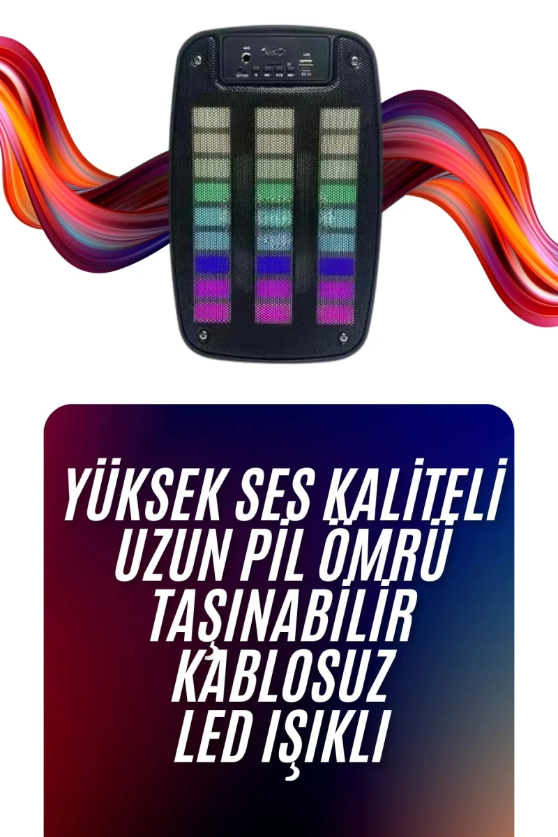 Bluetooth Hoparlör Taşınabilir Şarjlı Işıklı Büyük Boy Yüksek Ses Kaliteli
