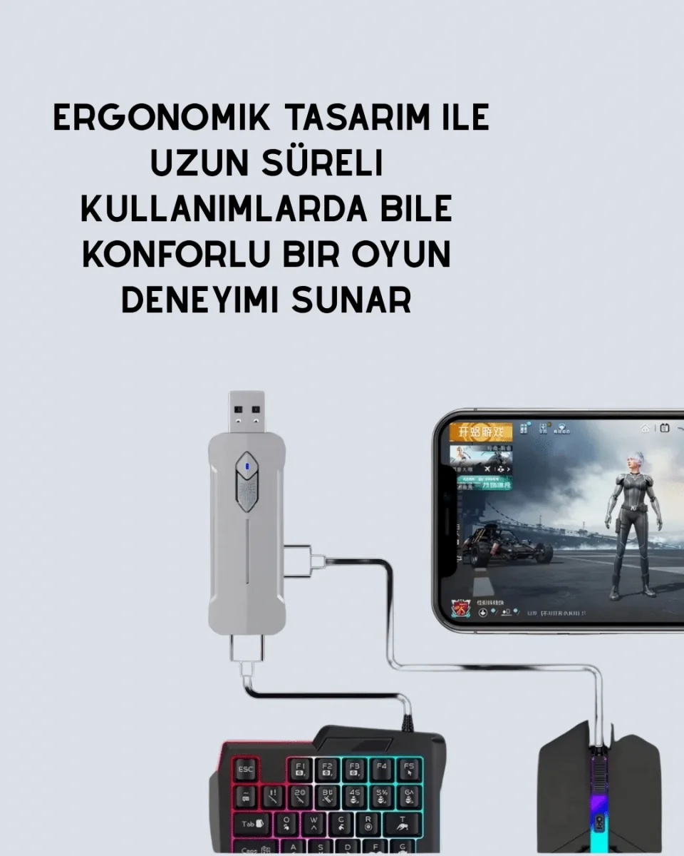 Mobil Oyunlar için Klavye, Mouse ve Dönüştürücü Seti